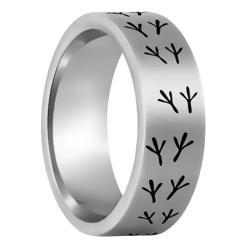 Custom engagement rings for women-Bird Tracks Tungsten Men's Wedding Band