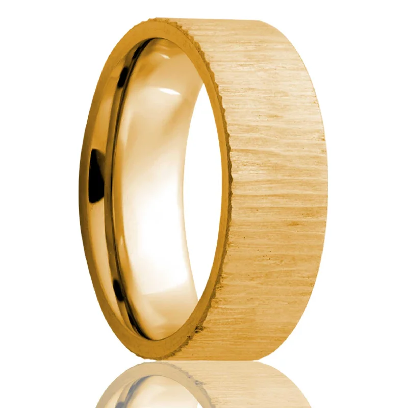 Women’s rings with intricate carvings-Treebark Pattern 14k Gold Wedding Band