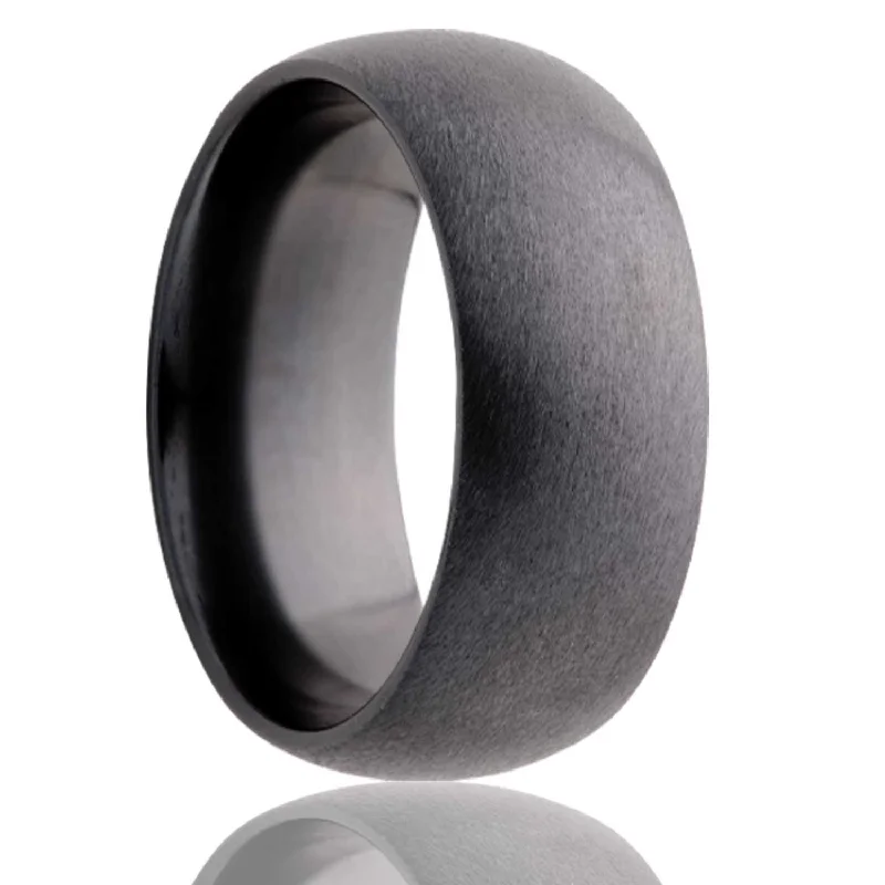 Women’s rings for casual wear-Domed Satin Finish Zirconium Wedding Band