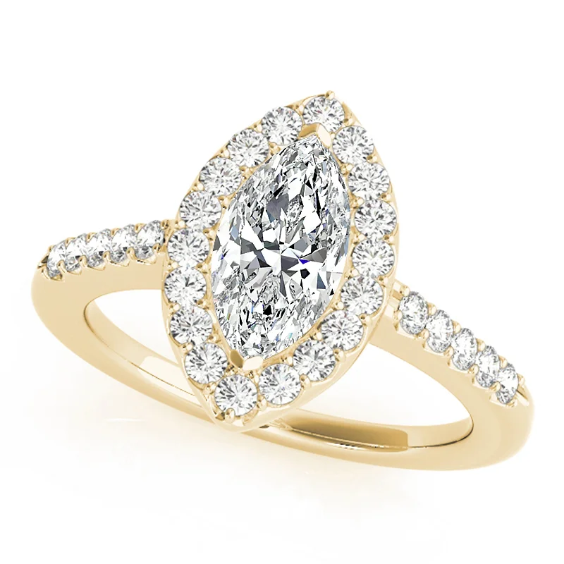 Engagement rings with hidden halos-Auriya 14k Yellow Gold Lab Grown Marquise Diamond Halo Engagement Ring 0.50 to 5.00 ct. tw. (F-G VS)