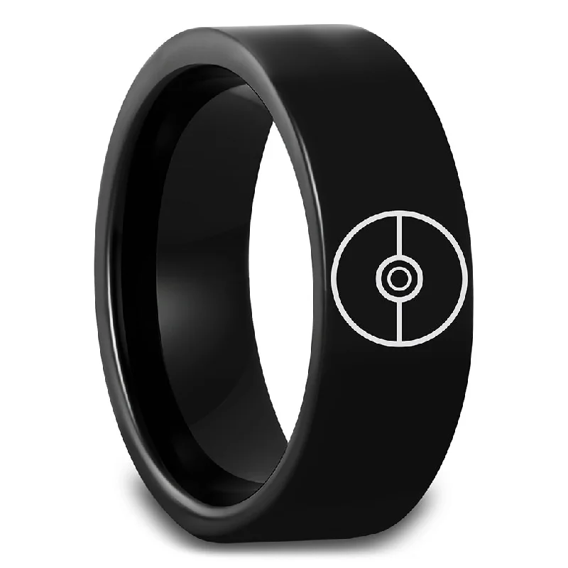 Diamond wedding rings for women-Pokemon Pokeball Black Tungsten Men's Wedding Band