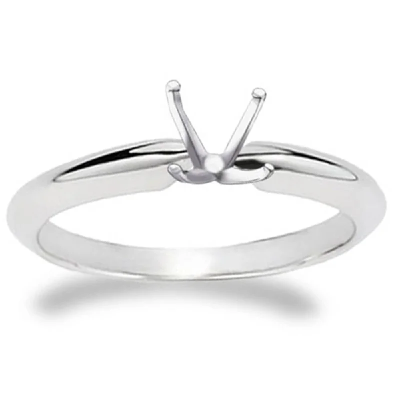 Affordable diamond engagement rings-4-Prong Solitaire Engagement Ring Setting White Gold 14K