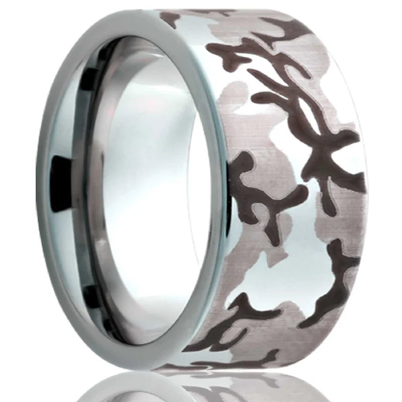 Elegant rings for women’s daily wear-Engraved Camo Tungsten Wedding Band