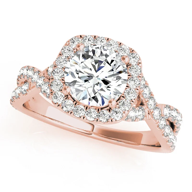 Engagement rings with cushion cut diamonds-Auriya 14k Rose Gold Lab Grown Round Diamond Halo Engagement Ring 0.50 to 5.00 ct. tw. (F-G VS)