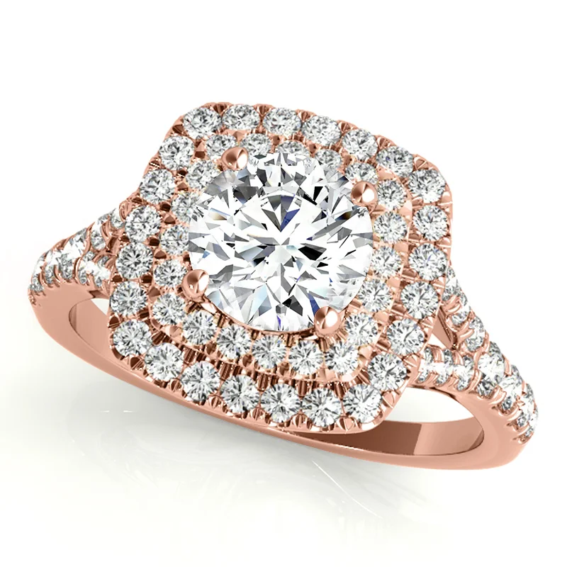 Women’s square-cut engagement rings-Auriya 14k-Rose Gold Lab Grown Round Diamond Halo Engagement Ring 0.50 to 5.00 ct. tw. (F-G VS)