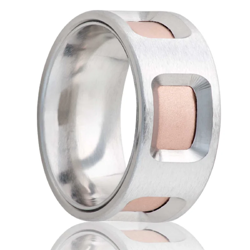 Elegant rings for women’s daily wear-Cobalt Men's Wedding Band with 14k Rose Gold Inlays