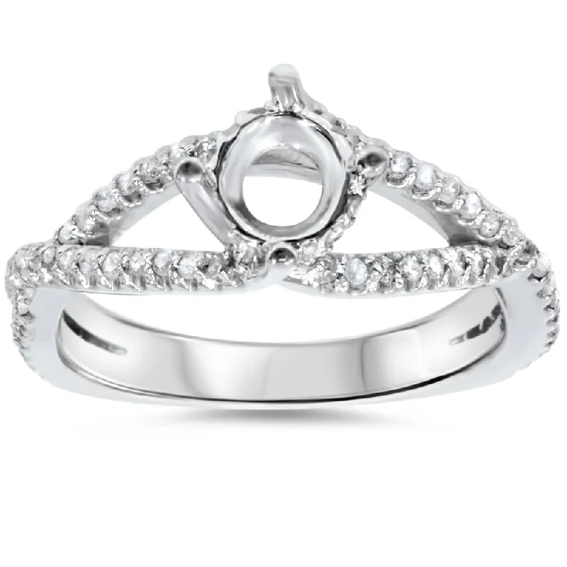 Custom-made engagement rings for women-3/8ct 14K White Gold Diamond Engagement Ring Semi Mount