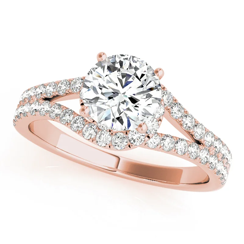 Engagement rings with colored diamonds-Auriya 14k Rose Gold Lab Grown Round Diamond Halo Engagement Ring 0.50 to 5.00 ct. tw. (F-G VS)