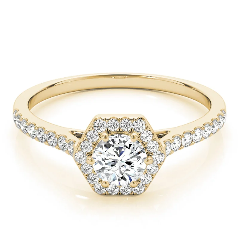 Engagement rings with diamond floral designs-Auriya 14k Yellow Gold Lab Grown Round Diamond Halo Engagement Ring 0.50 to 5.00 ct. tw. (F-G VS)