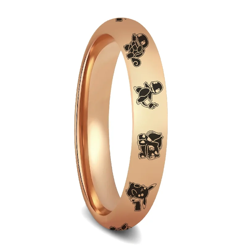 Custom wedding rings for women-Pokémon Domed Rose Gold Tungsten Women's Wedding Band