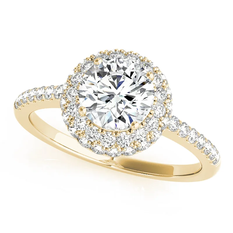 Engagement rings with diamond eternity bands-Auriya 14k Yellow Gold Lab Grown Round Diamond Halo Engagement Ring 0.50 to 5.00 ct. tw. (F-G VS)