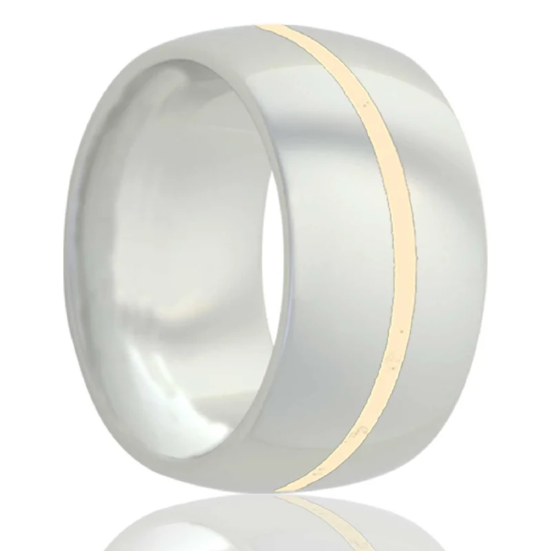 Platinum rings for women-Domed White Ceramic Men's Wedding Band