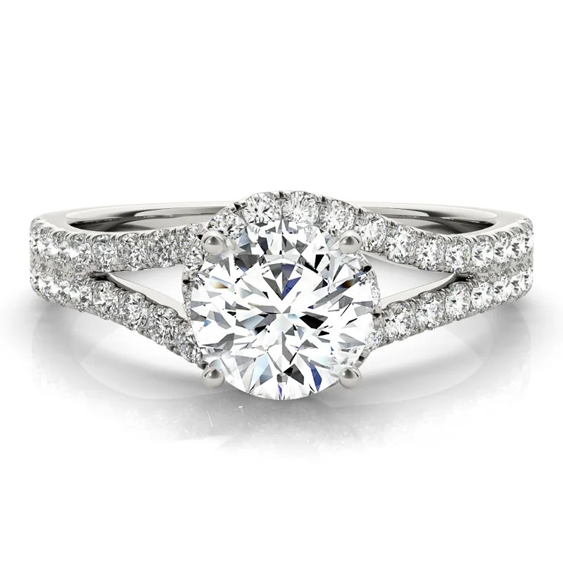 Engagement rings with cushion cut diamonds-Auriya 14k White Gold Lab Grown Round Diamond Halo Engagement Ring 0.50 to 5.00 ct. tw. (F-G VS)