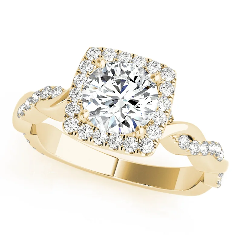 Elegant engagement rings for women-Auriya 14k Yellow Gold Lab Grown Round Diamond Halo Engagement Ring 0.50 to 5.00 ct. tw. (F-G VS)