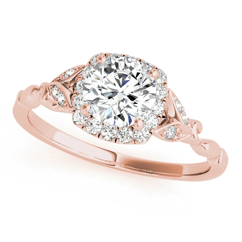 Unique gemstone engagement rings-Auriya 14k Rose Gold Lab Grown Round Diamond Halo Engagement Ring 0.50 to 5.00 ct. tw. (F-G VS)