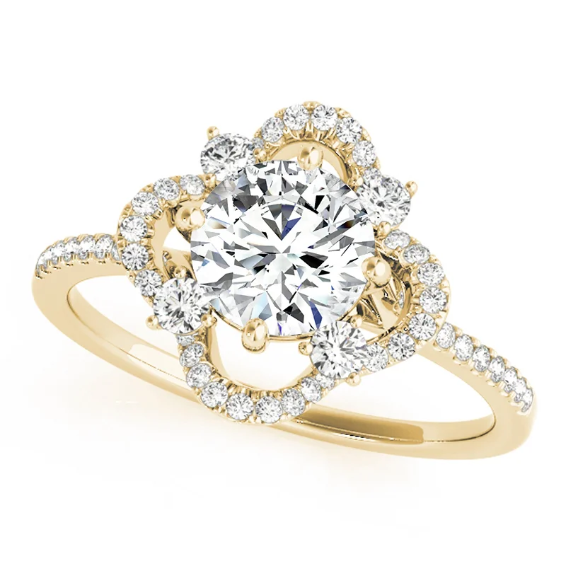 Engagement rings with floral designs-Auriya 14k Yellow Gold Lab Grown Round Diamond Halo Engagement Ring 0.50 to 5.00 ct. tw. (F-G VS)