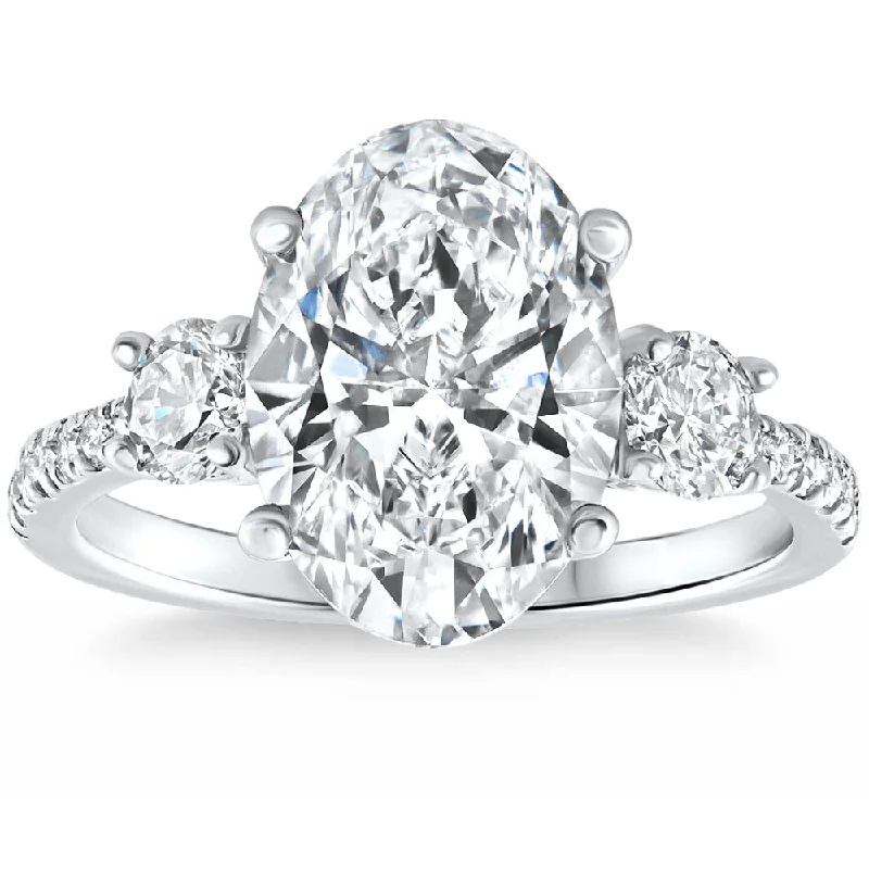 Custom-designed engagement rings-Certified 3 1/4Ct Oval Diamond Engagement Ring 14k Gold Lab Grown