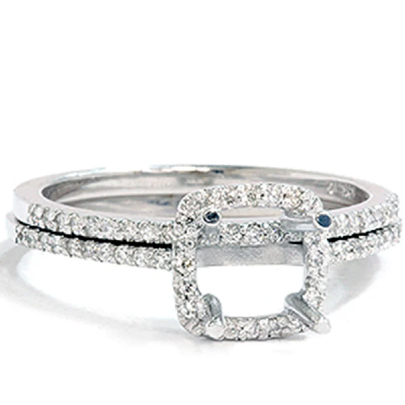 Engagement rings with twisted bands-3/8ct VS1 Diamond Engagement Semi Mount White Gold Ring Set