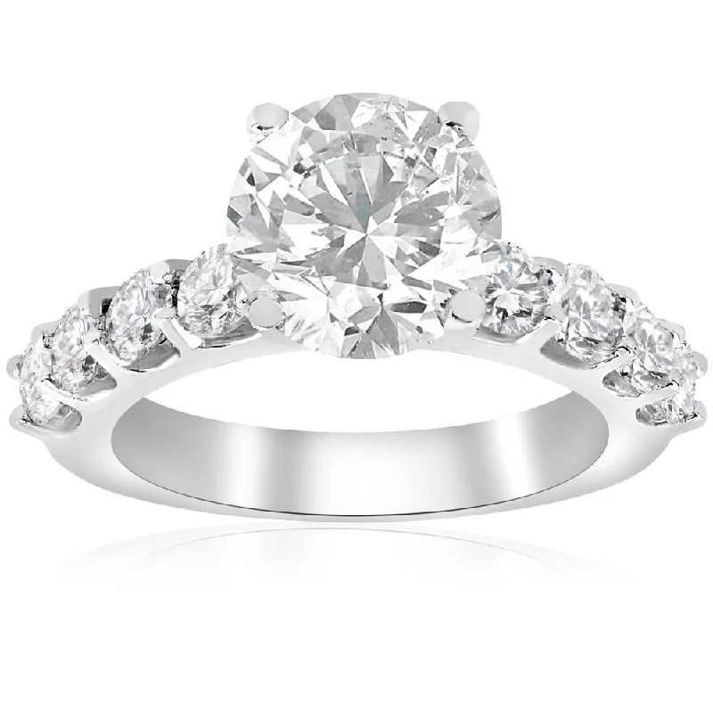 Engagement rings with cushion cut diamonds-3 carat Enhanced Diamond Engagement Half Eternity Ring 14K White Gold