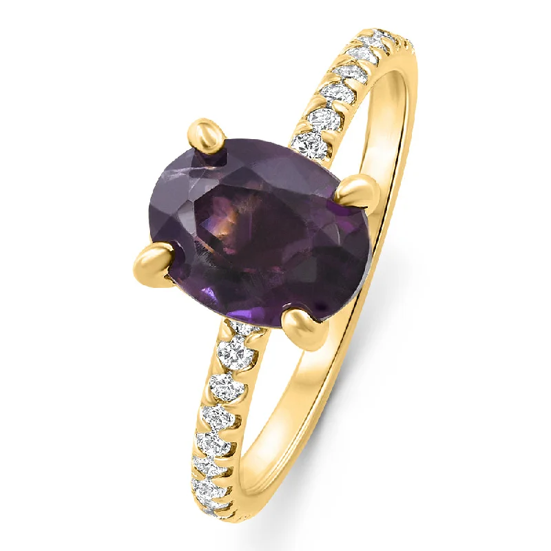 Women’s radiant cut engagement rings-2Ct Amethyst & Diamond Anniversary Engagement Ring 10k Gold Lab Grown