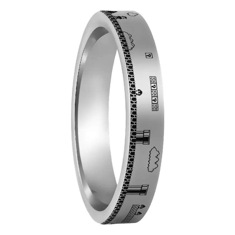 Women’s rings with pave diamonds-Super Mario Bros Tungsten Women's Wedding Band