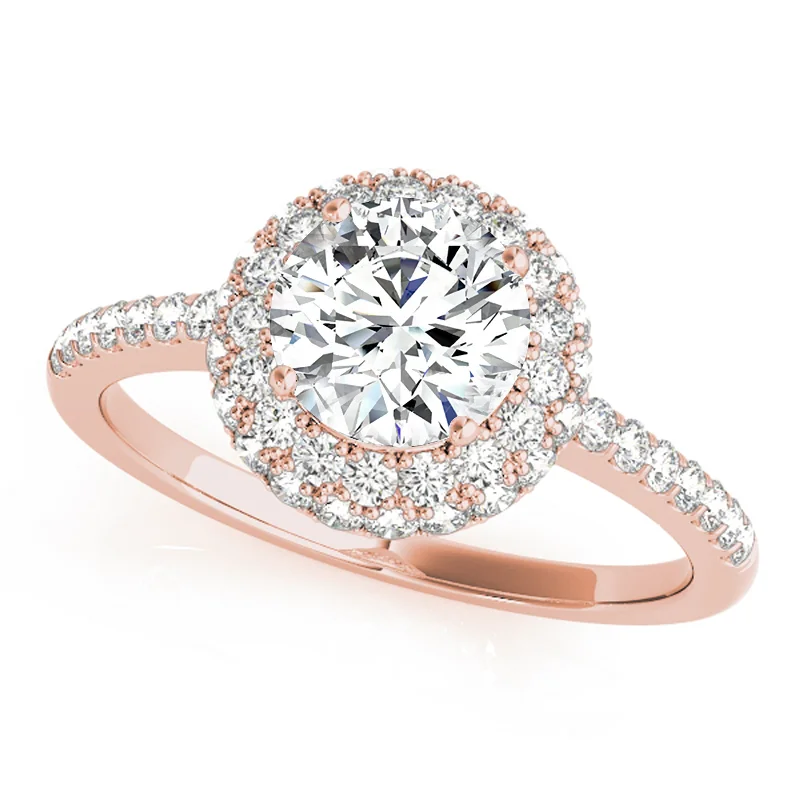 Women’s ruby engagement rings-Auriya 14k Rose Gold Lab Grown Round Diamond Halo Engagement Ring 0.50 to 5.00 ct. tw. (F-G VS)