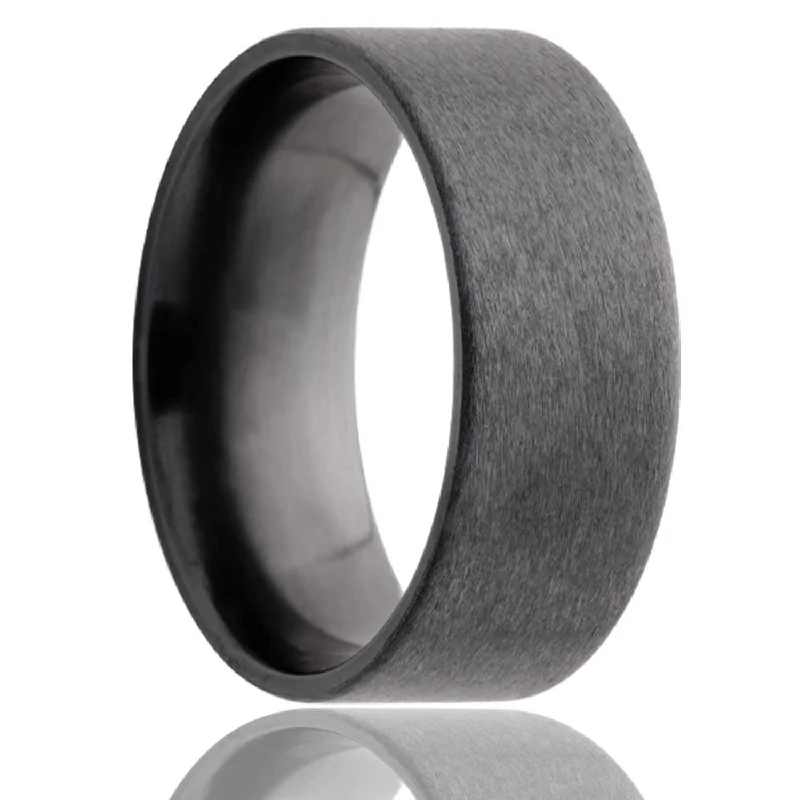 Designer rings for women-Satin Finish Zirconium Wedding Band