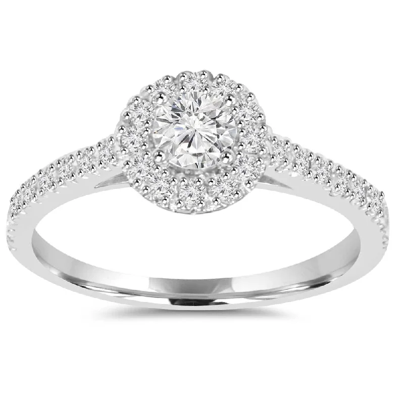 Women’s vintage-style engagement rings with diamonds-3/4ct Lab Grown Hao Diamond Engagement Ring Eco-Friendly 14K White Gold