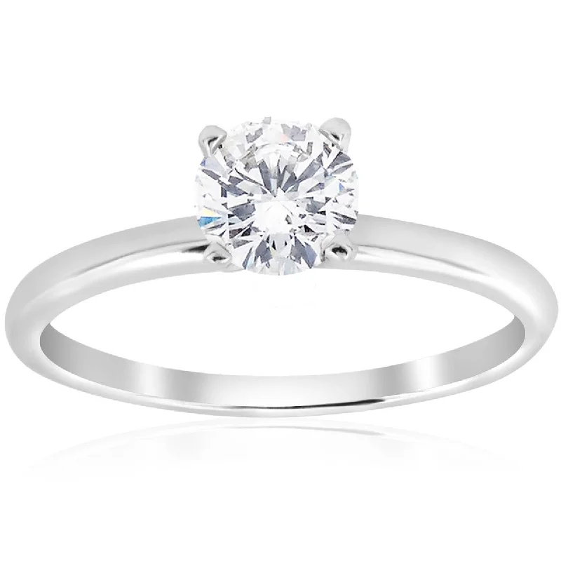 Engagement rings with split shank settings-5/8ct Solitaire Round Diamond Engagement Ring 14K White Gold Brilliant Jewelry