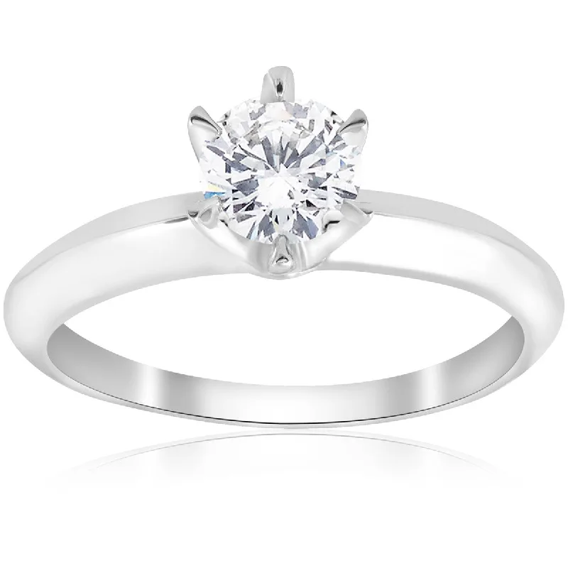 Women’s heart-shaped engagement rings-3/4ct Solitaire Diamond 14K White Gold Engagement Ring