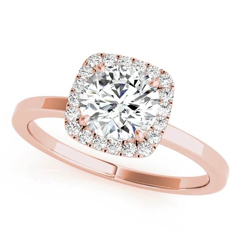 Engagement rings with alternating diamond bands-Auriya 14k-Rose Gold Lab Grown Round Diamond Halo Engagement Ring 0.50 to 5.00 ct. tw. (F-G VS)