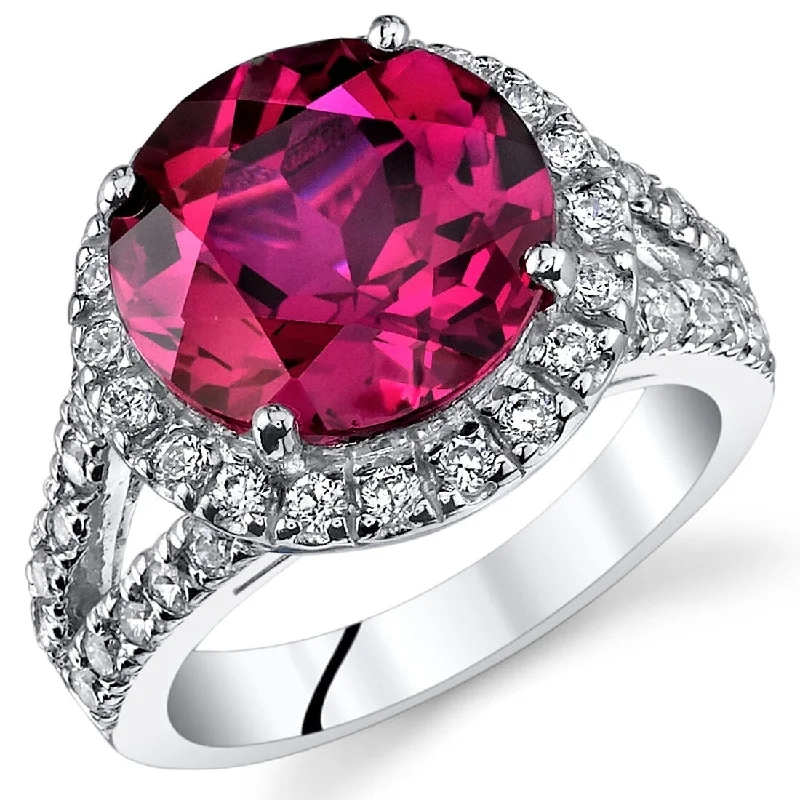 Women’s radiant cut engagement rings-Sterling Silver 6.75 ct Created Ruby Engagement Ring