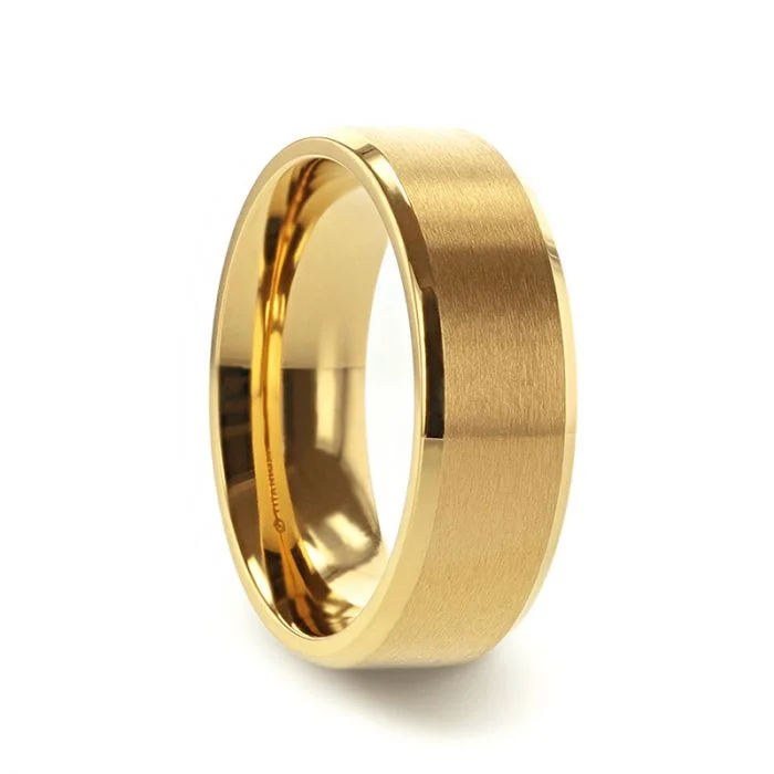 Women’s rings for formal events-Classic Brushed Gold Titanium Men's Wedding Band