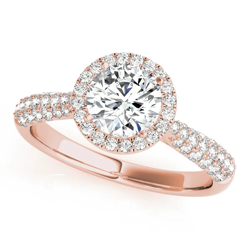 Affordable diamond engagement rings-Auriya 14k Rose Gold Lab Grown Round Diamond Halo Engagement Ring 0.50 to 5.00 ct. tw. (F-G VS)