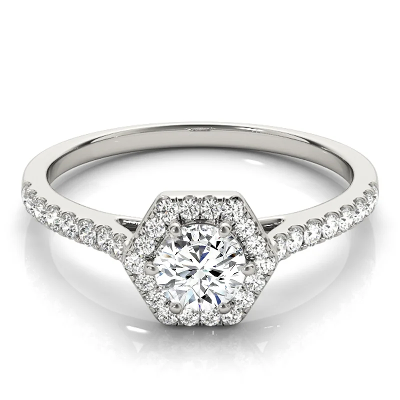 Women’s vintage-style engagement rings with diamonds-Auriya 14k White Gold Lab Grown Round Diamond Halo Engagement Ring 0.50 to 5.00 ct. tw. (F-G VS)